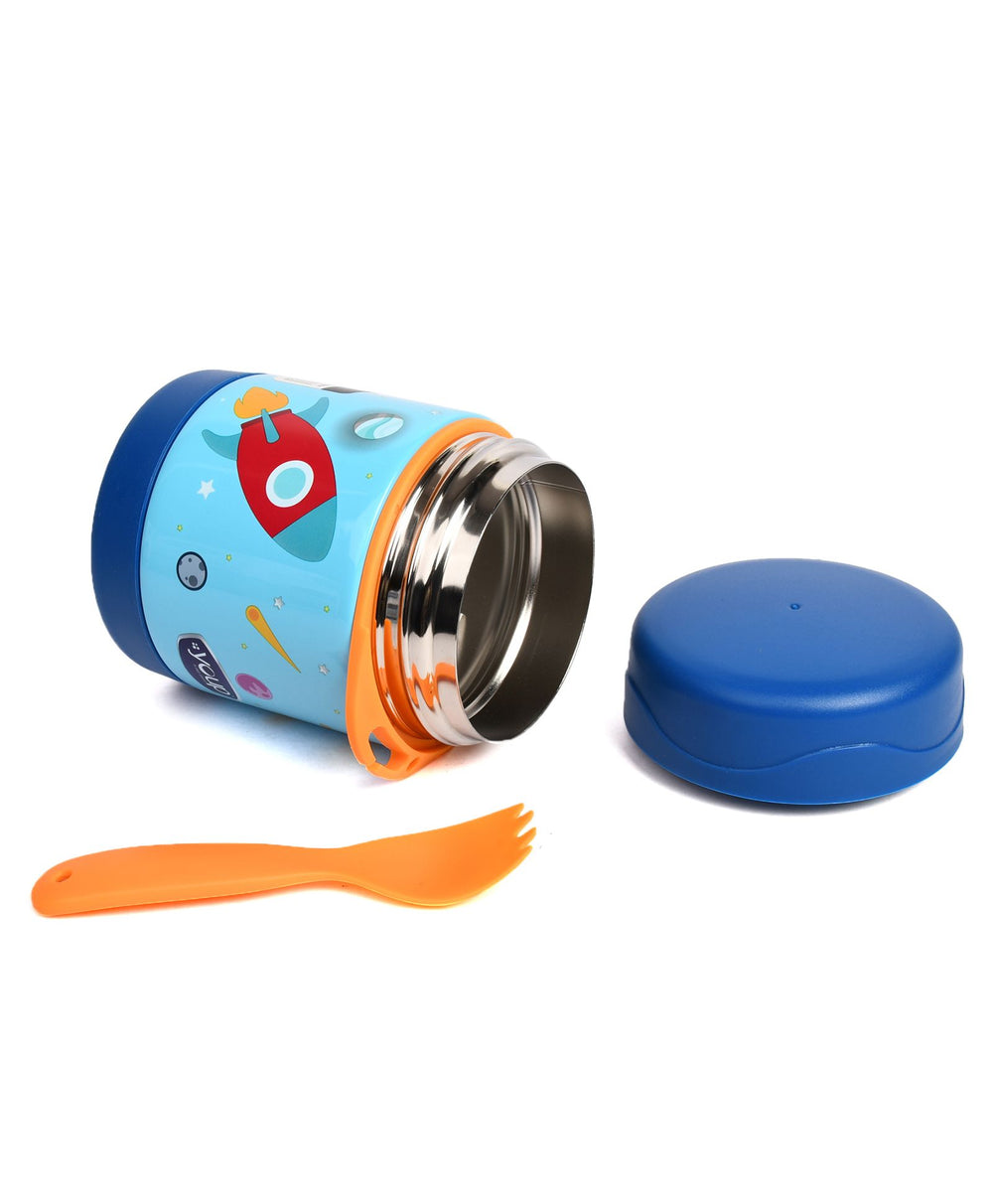Youp Stainless Steel Insulated Blue Color Food Jar With Fork Blue - 325 ml