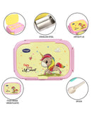 YOUP Stainless Steel Insulated Unicorn Theme Kids Lunch Box With Fork & Spoon XOLO-850 ml