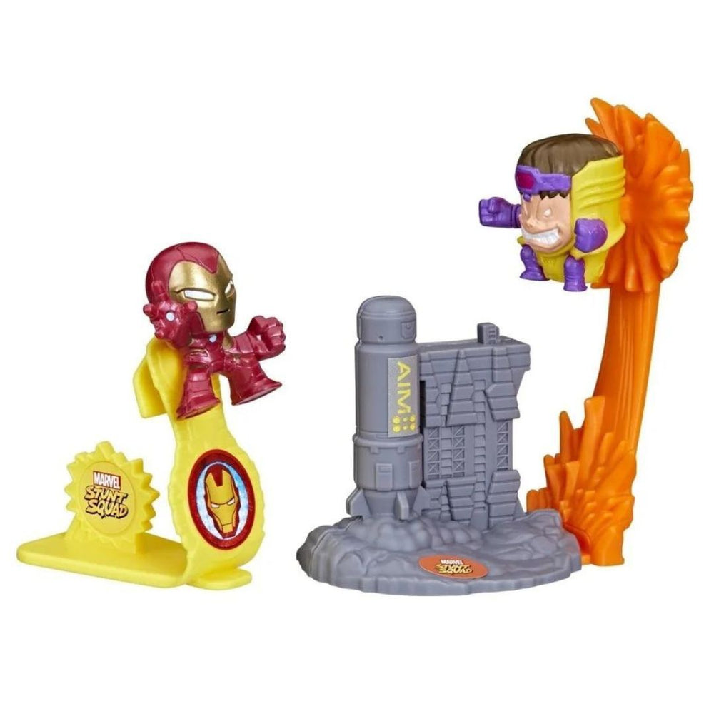 Marvel Stunt Squad Iron Man vs. M.O.D.O.K. Playset with Action Figures (1.5”)