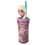 Disney Frozen Elsa Stor 3D Figurine Water Tumbler with Reusable Straw - 360 ml