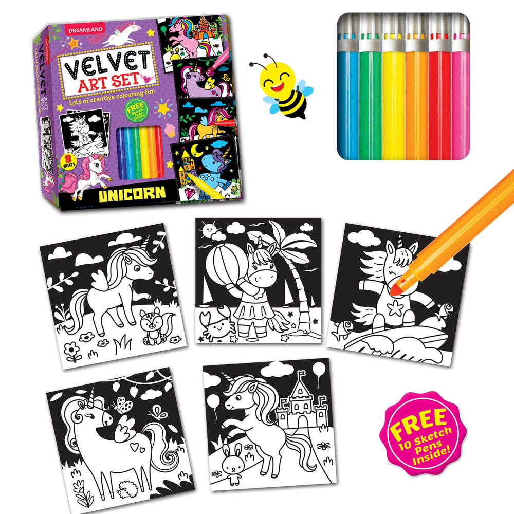 Dreamland Publications - Unicorn Velvet Art Set With 10 Free Sketch Pens