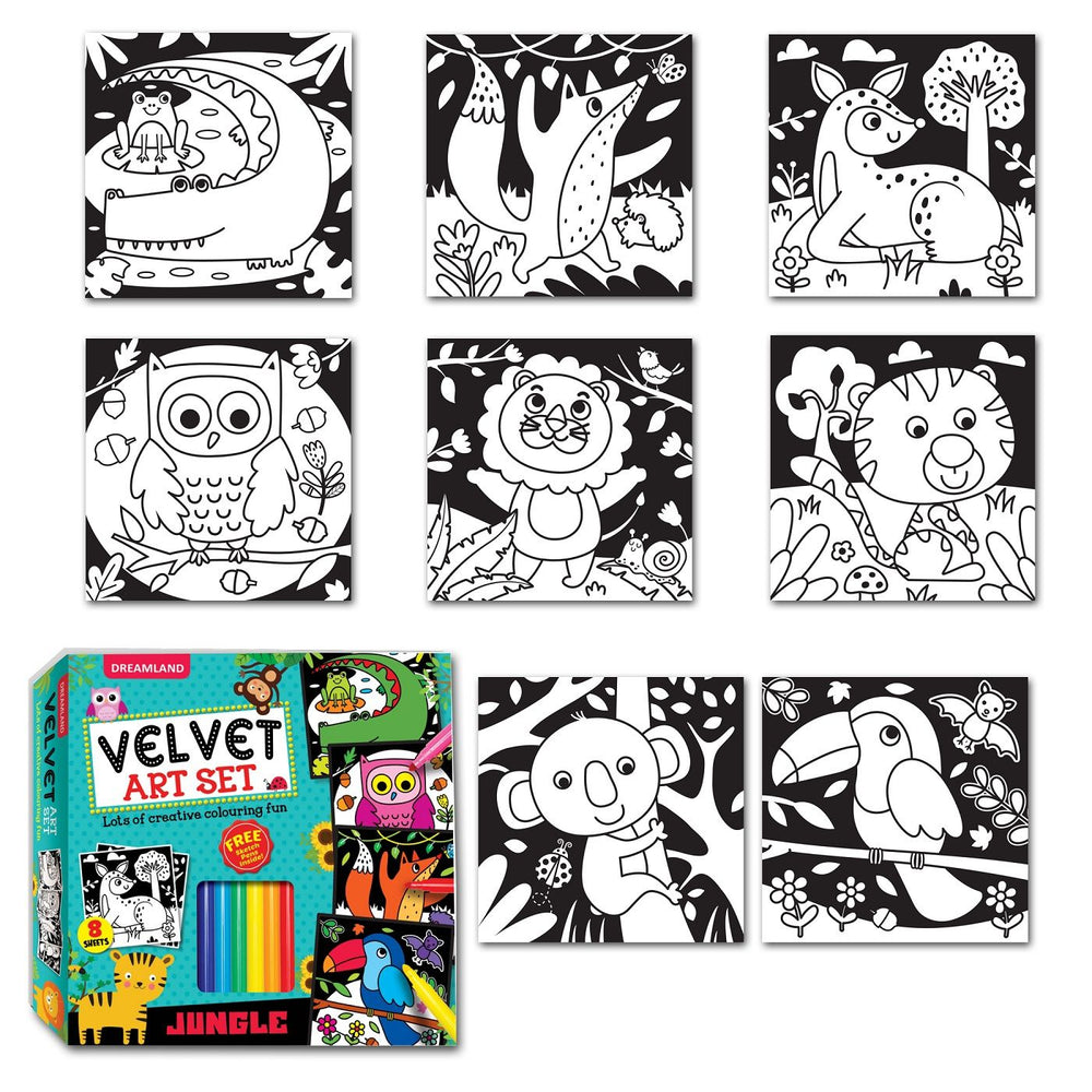 Dreamland Publications - Jungle Velvet Art Set With 10 Free Sketch Pens