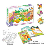Dinosaurs World Jigsaw Puzzle for Kids – 96 Pcs With Colouring & Activity Book and 3D Model