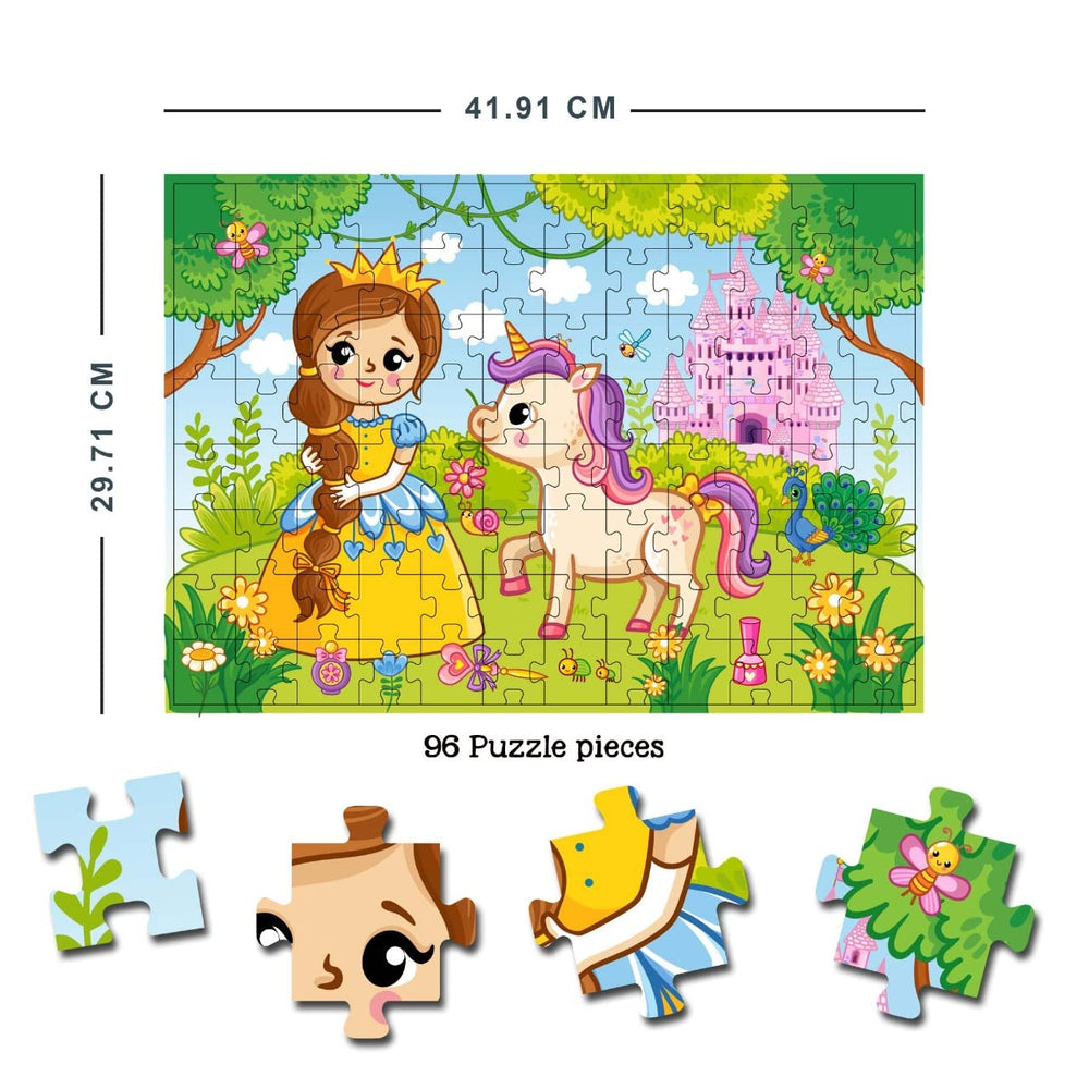 Dreamland Publications - Little Princess Jigsaw Puzzle for Kids 96 Pcs With Colouring & Activity Book and 3D Model