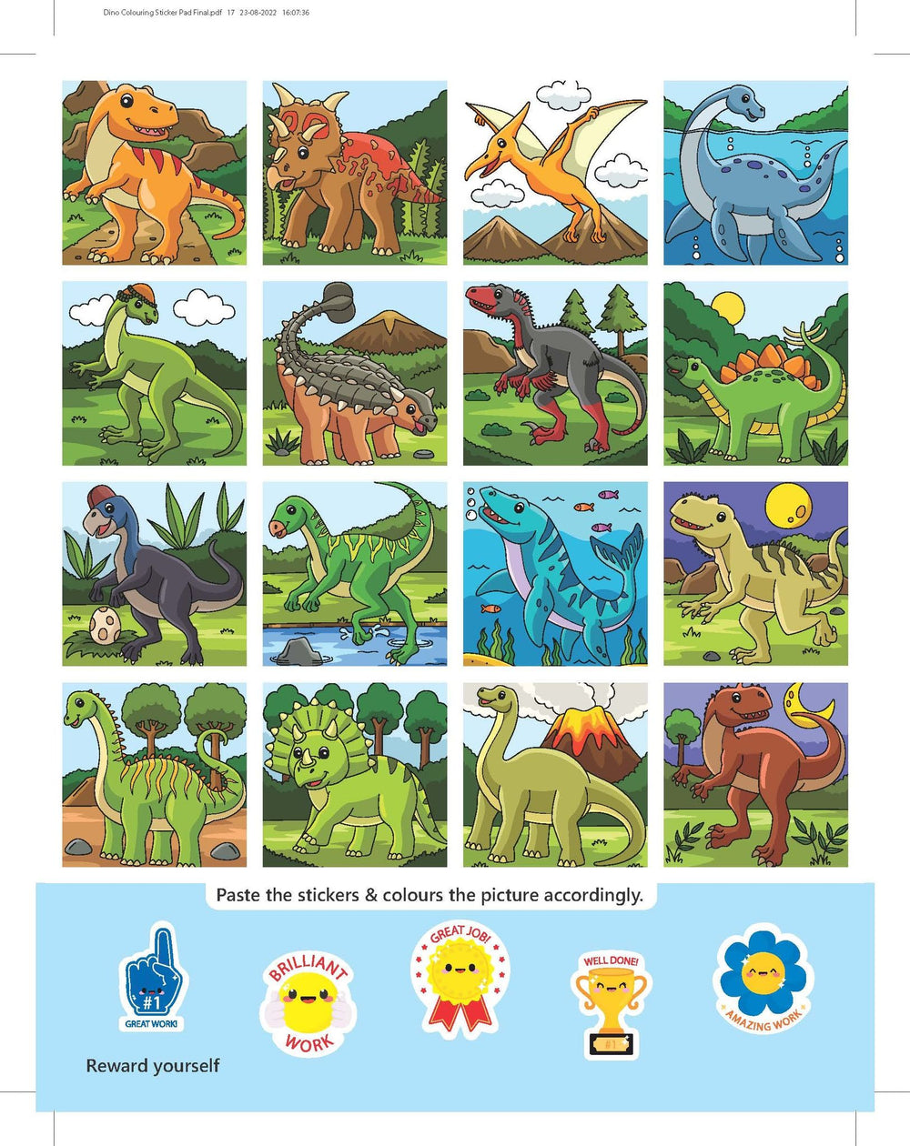 Dreamland Dinosaurs - It's Colour Time With Stickers