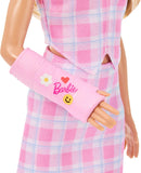 Barbie Fashionistas Doll #243 With Pink Arm Cast And Plaid Top And Skirt, Blonde