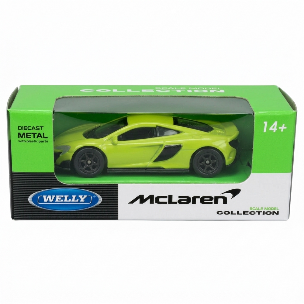 Welly 1:64 McLaren 675LT Coupe diecast model car in Green - Toy Marche