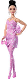 Barbie Deluxe Style Fashion Doll #11 in Pink Denim Star-Print Dress, Black Hair in Bun