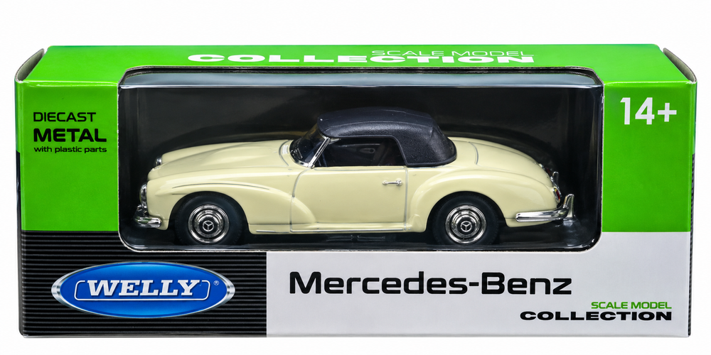Welly 1:64 Mercedes-Benz 1955 300s diecast model car in Yellow - Toy Marche