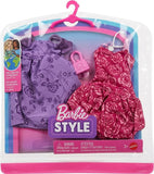 Barbie Style Fashion Pack, 2 Floral Outfits Pink and Purple with Accessories for Doll Barbie