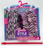 Barbie Style Fashion Pack, 2 Floral Outfits Pink and Purple with Accessories for Doll Barbie