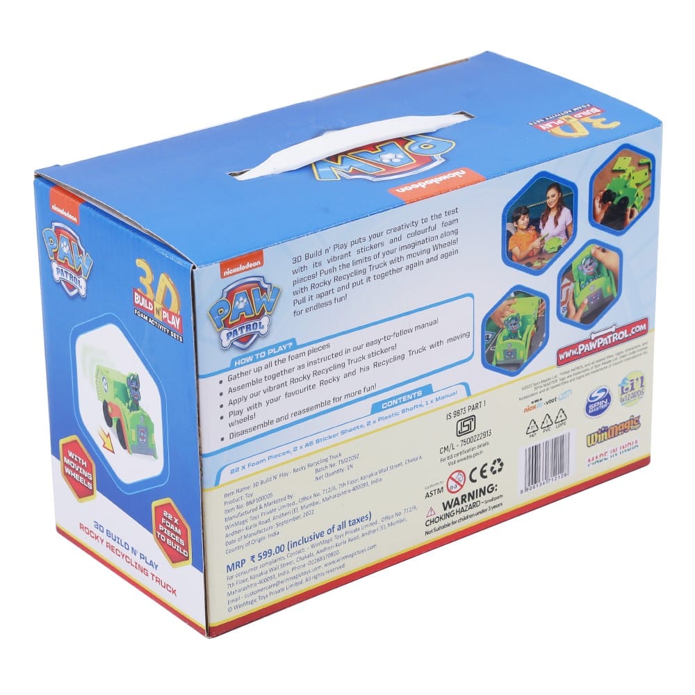 Paw Patrol 3D Build N’ Play – Rocky Recycling Truck