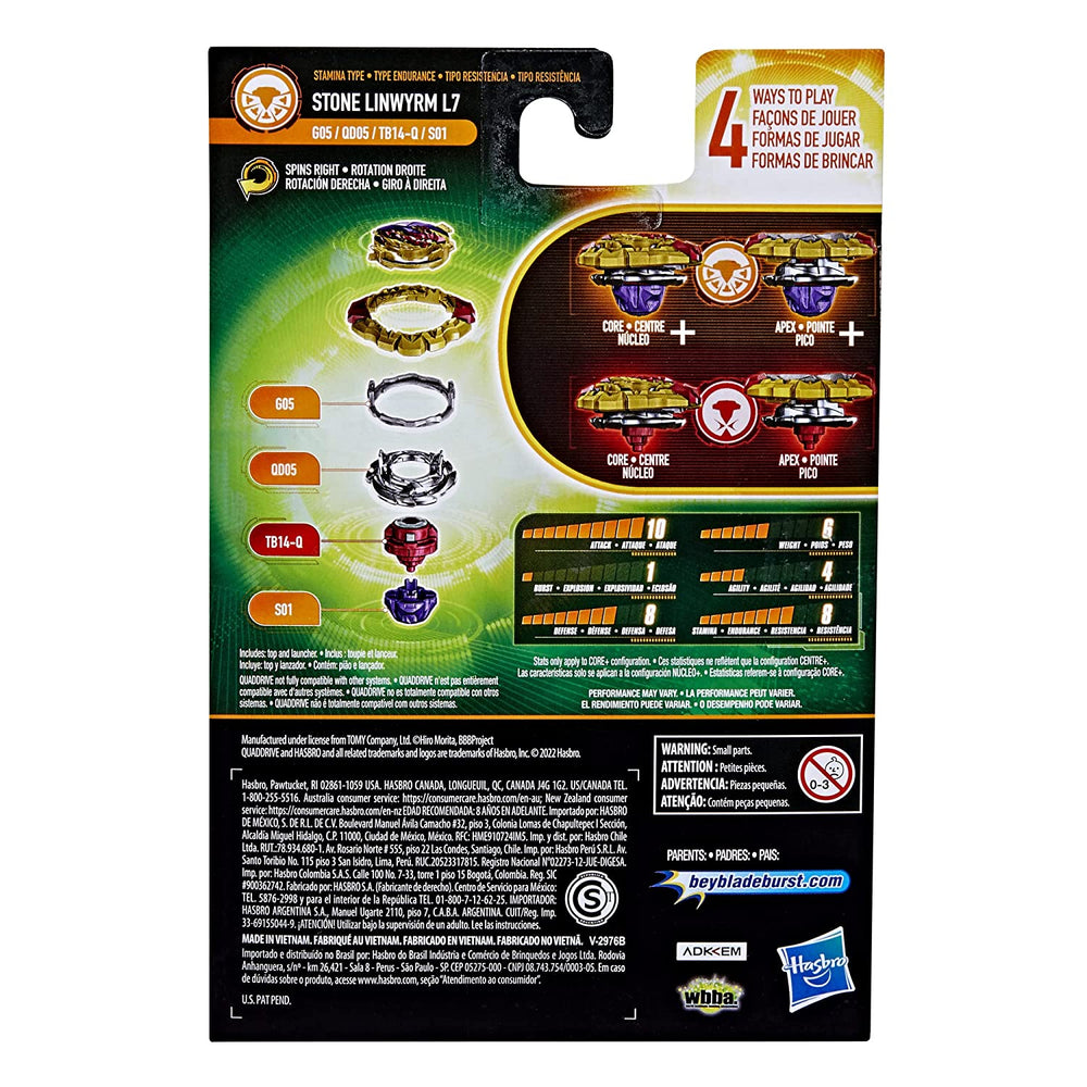 Beyblade Burst QuadDrive Stone Linwyrm L7 Spinning Top Starter Pack