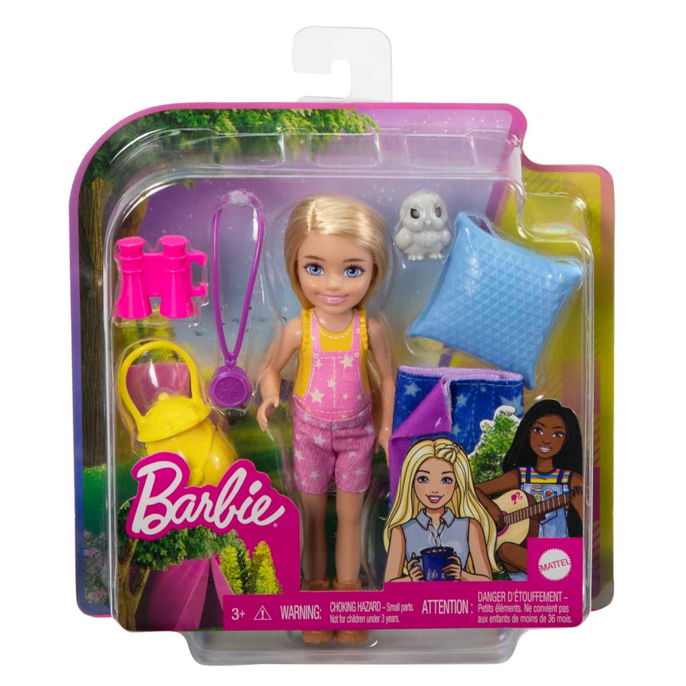 Barbie It Takes Two Chelsea Camping Doll With Pet Owl & Accessories And Barbie Camping Adventure Picture Book