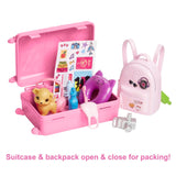 Barbie Doll And Accessories, 'Malibu' Travel Set With Puppy And 10+ Pieces Including Working Suitcase
