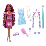Barbie Fun & Fancy Hair Doll With Extra-Long Colorful Black Hair And Styling Accessories