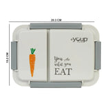 YOUP Stainless Steel Grey Color Kids Lunch Box With 2 Compartments DONUT -750 ml