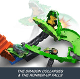 Hot Wheels Monster Trucks Sharks vs Dinos Dragon Destruction Playset & 2 Toy Trucks