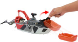 Matchbox Jurassic World Mosasaurus Rescue Action Boat Playset With Ship, Dino, Toy Car & Missiles