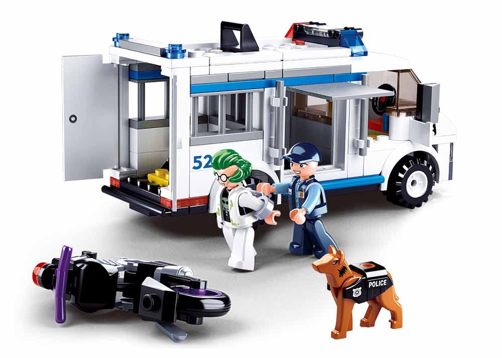 Sluban Model Bricks Police Escort Vehicle With A Police, Thief & Police Dog Mini Toy