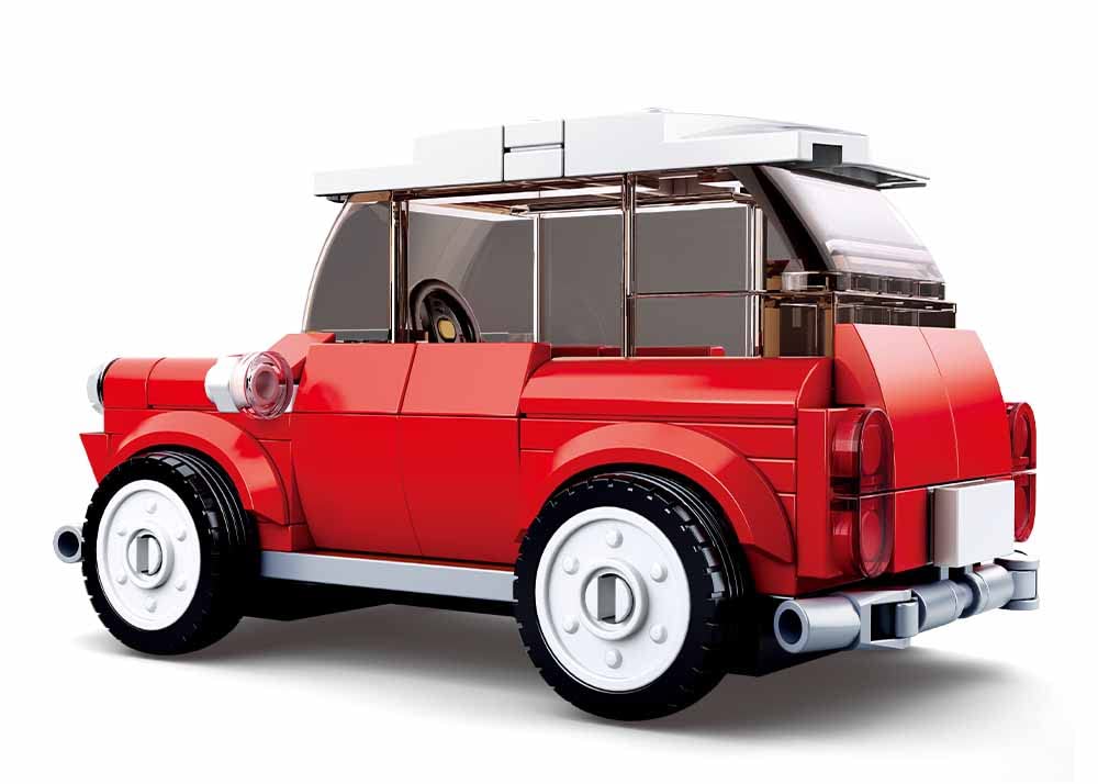 Sluban Model Bricks Mini Red Car With Male Rider Toy