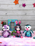 Mirada Blue Sequin Cute Plush Bunny With Glitter Eye