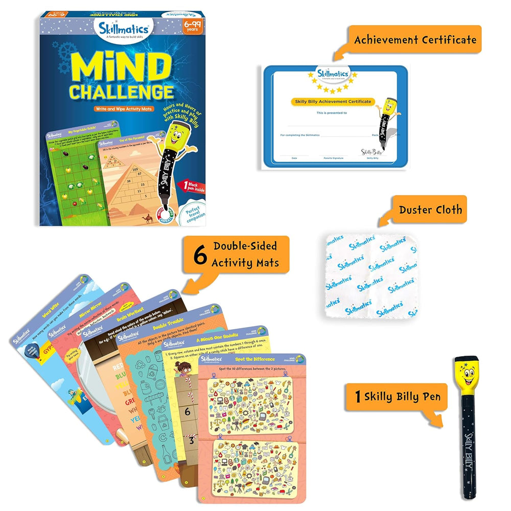 Skillmatics Mind Challenge - Write And Wipe Activity Mats