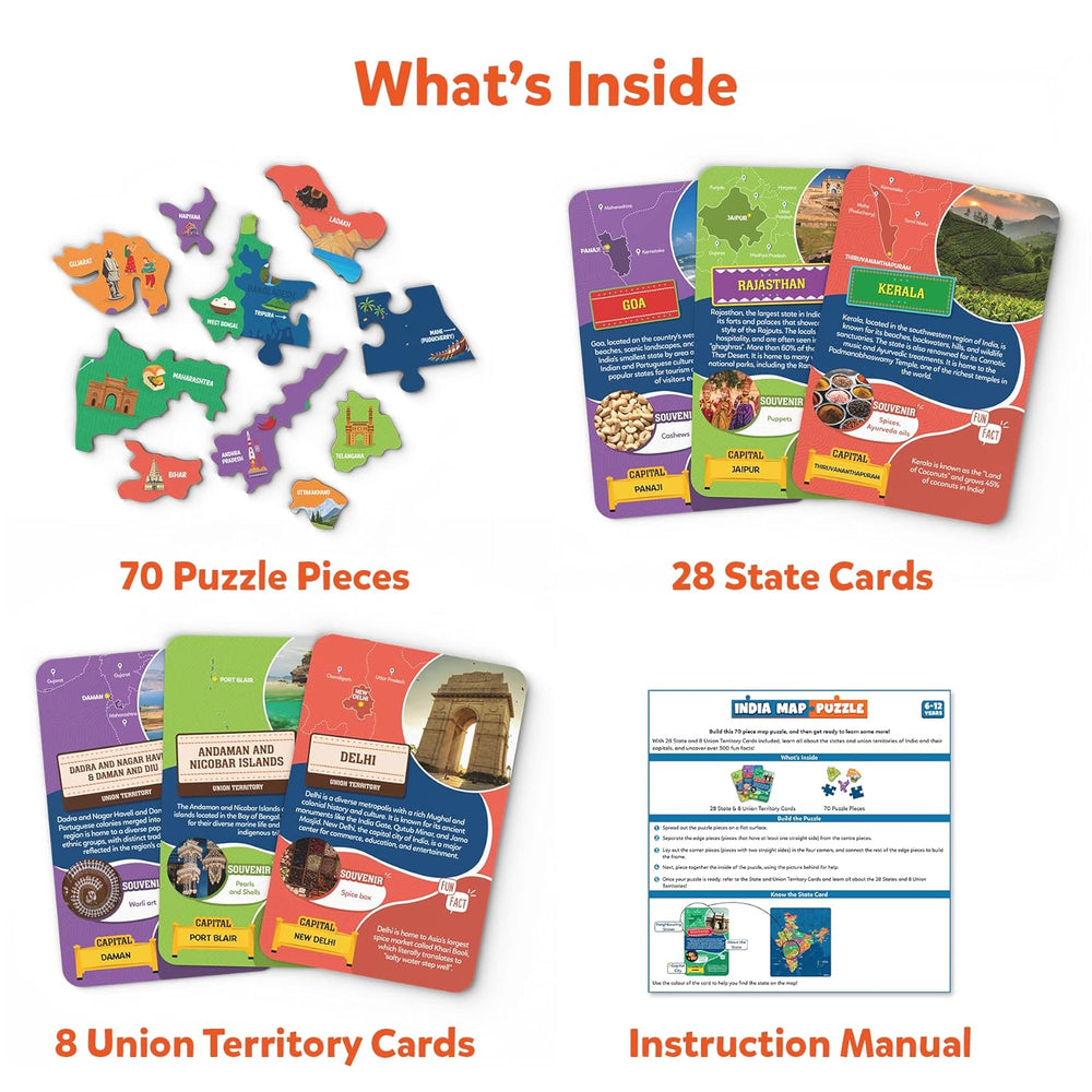 Skillmatics India Map Puzzle - 70 Pieces