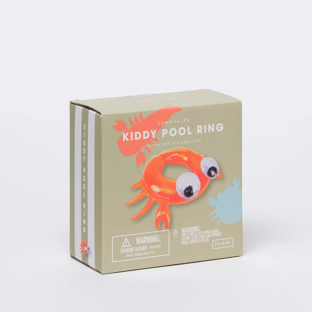 SUNNYLiFE Orange Color Inflatable Kiddy Pool Ring Sonny the Sea Creature