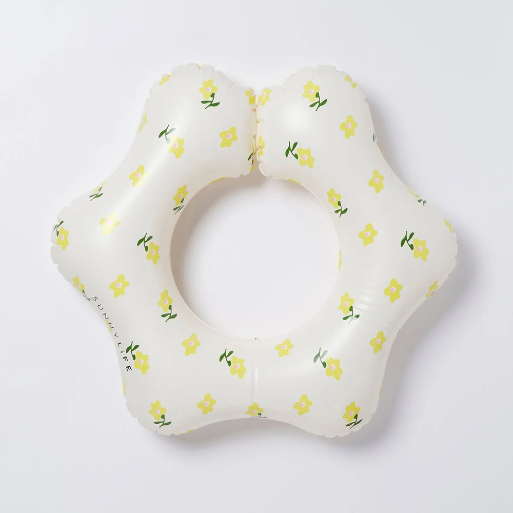 SUNNYLiFE Sunflower Print Inflatable Kiddy Pool Ring Mima the Fairy Lemon