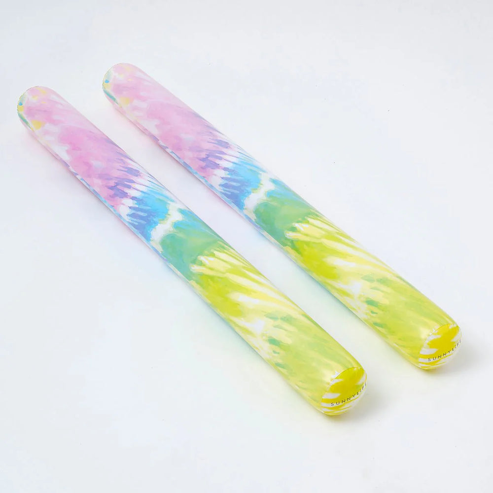 SUNNYLiFE Tie Dye Color Inflatable Pool Noodle Tie Dye Sorbet Set of 2