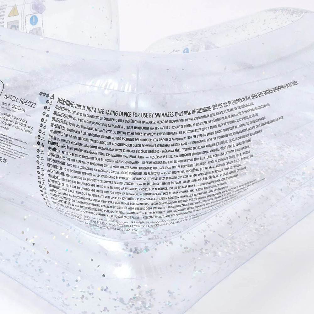 SUNNYLiFE Transparent Color Inflatable Glitter Lilo Chair