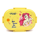 YOUP Break Time Unicorn Theme Kids Lunch Box 700 ml Yellow