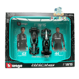 Bburago Formula 1 2024 Mercedes Benz Racing Team 2X Lewis Hamilton and George Russell