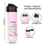 Youp Rolex Thermo Steel Bottle 500ml - Unicorn - Pink