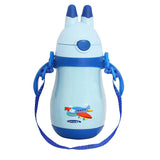 Youp Wiggly Thermo Steel Bottle 350ml - Aeroplane Print - Blue