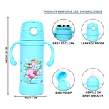 Youp Thermosteel insulated blue color kids sipper and feeding bottle EUDORA- 220 ml