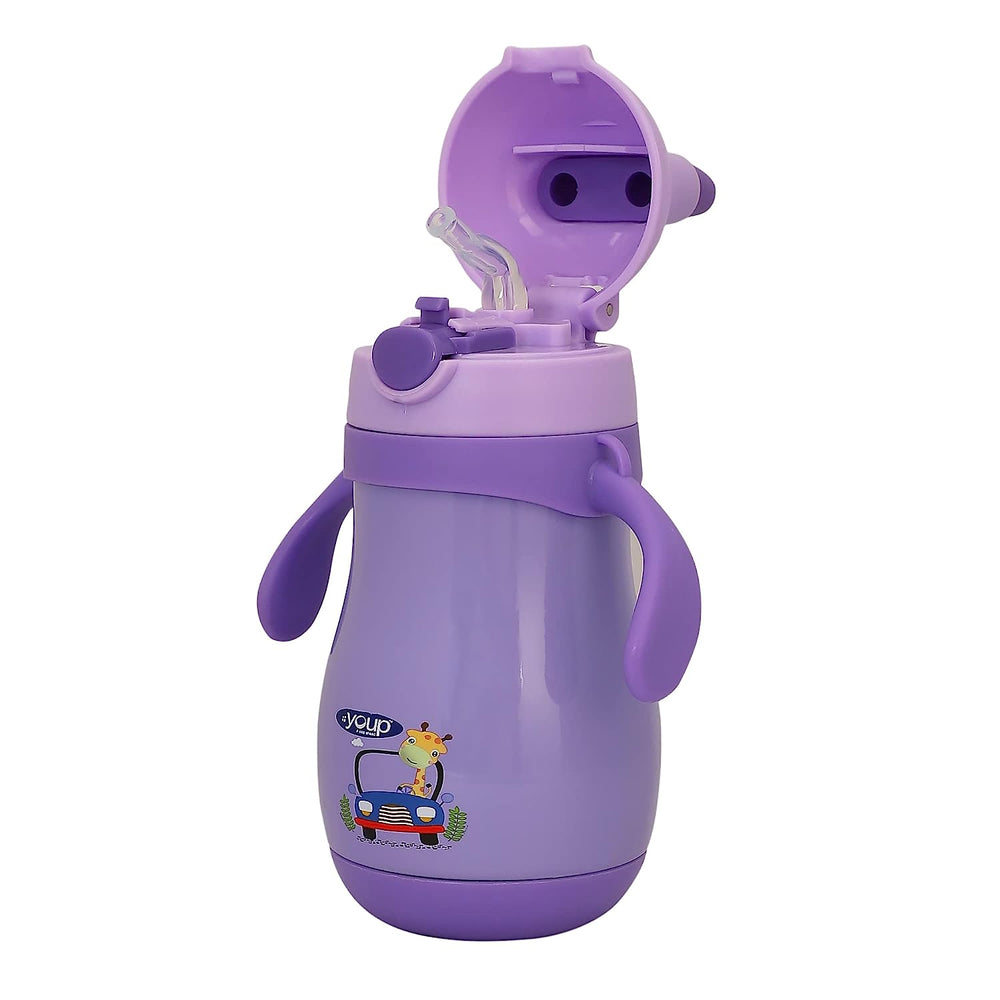 Youp Wiggly Thermo Steel Bottle 350ml - Car Print - Purple