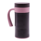 Youp Thermosteel insulated pink and brown color coffee mug with side handle - 400 ml