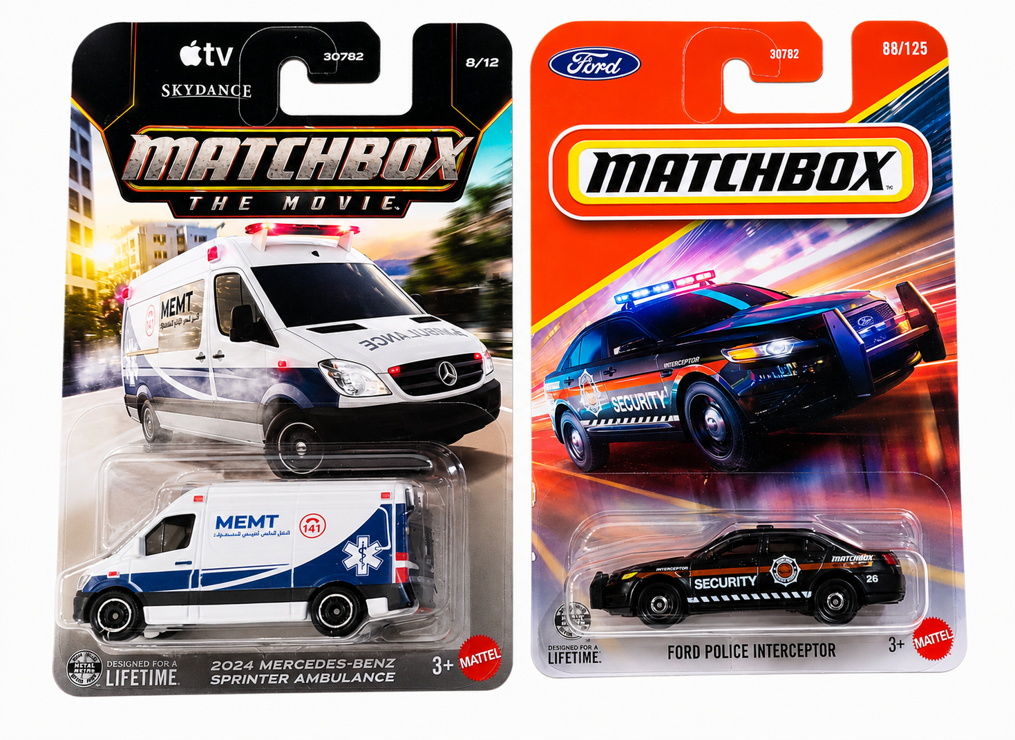 Matchbox 2024 Mercedes - Benz Sprinter Ambulance and Ford Police Interceptor