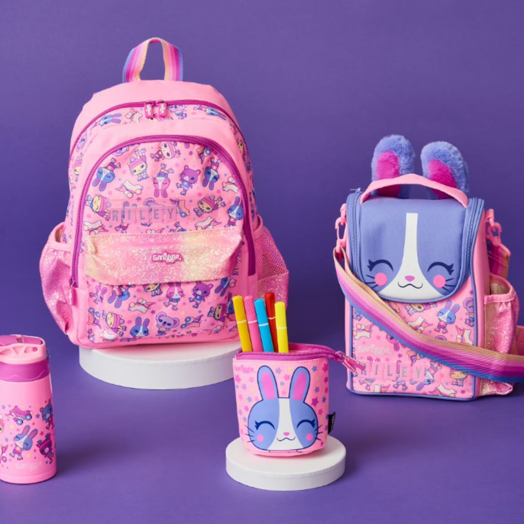 Smiggle Movin' Stand N' Slide 2 In 1 Pencil Case - Pink Bunny