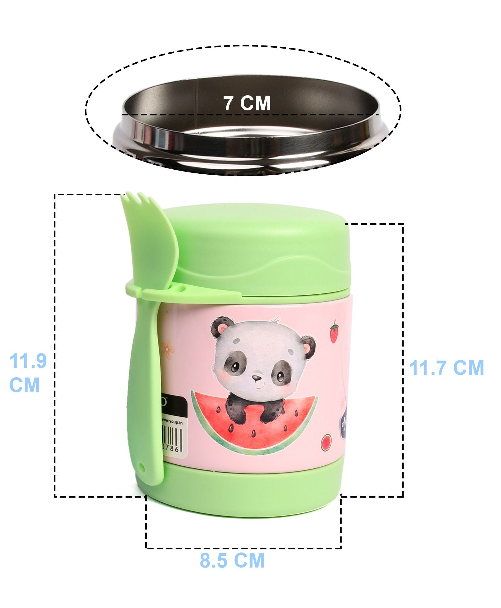 Youp Stainless Steel Insulated Food Jar With Fork Pink - 325 ml