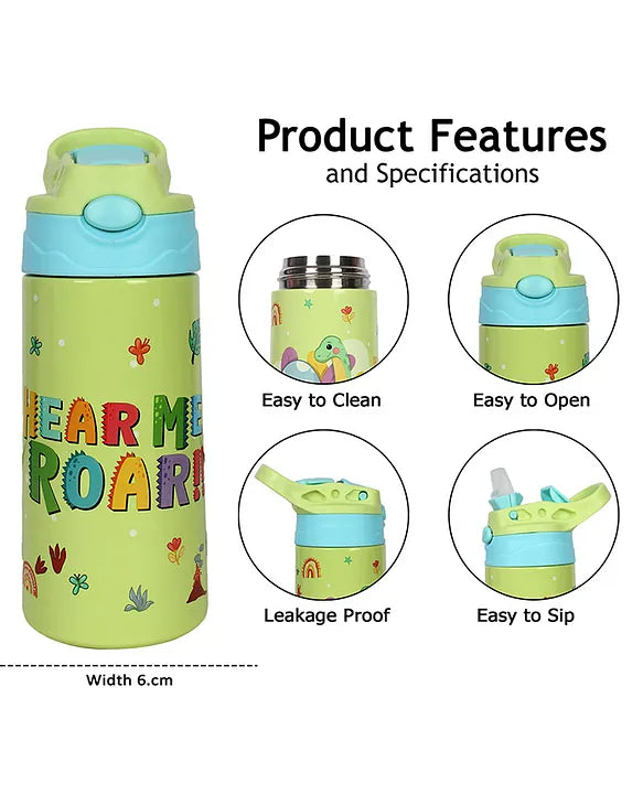 Youp Stainless steel insulated Dinasour theme kids anti-dust sipper bottle TINKLER - 400 ml