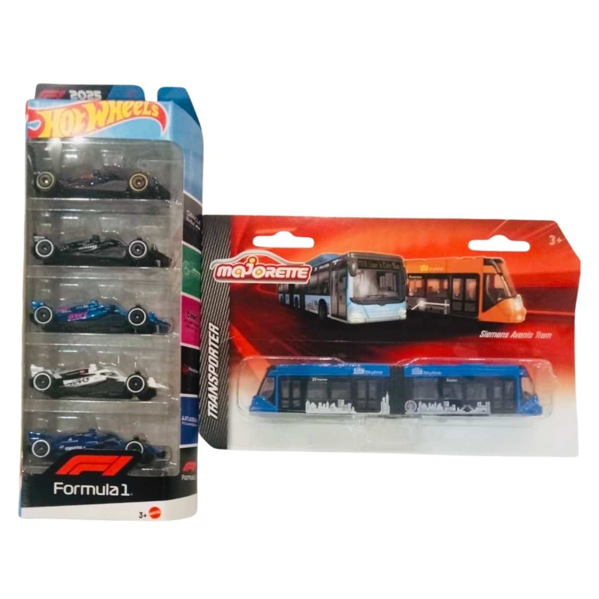 Hot Wheels 5 Car Pack Formula 1 And Majorette Transporter Siemens Avenio Tram