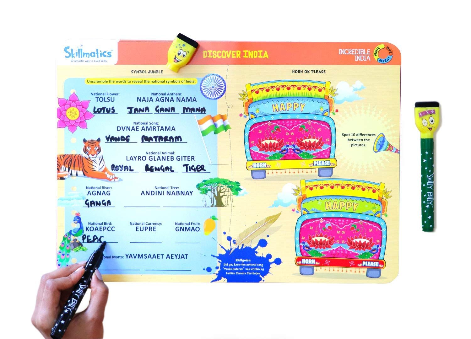 Skillmatics Incredible India Write And Wipe Activity Mats
