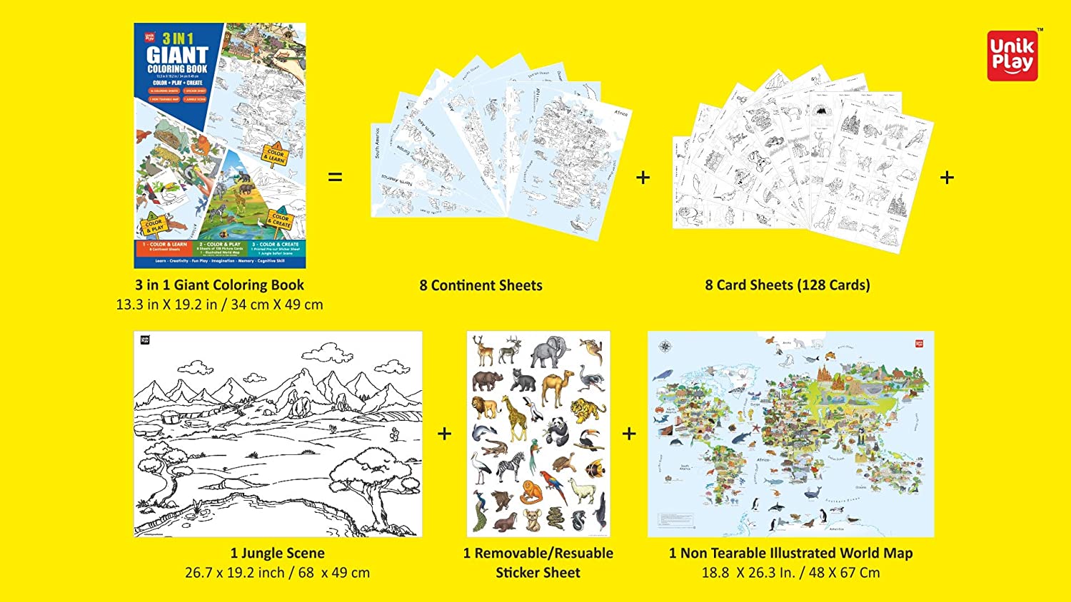 Unik Play 3 in1 Giant Coloring Book