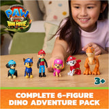 Paw Patrol The Dino Movie Dino Adventure Pack, Collect 6 Action Figures including Ryder, Rex, and Timmy the T-Rex
