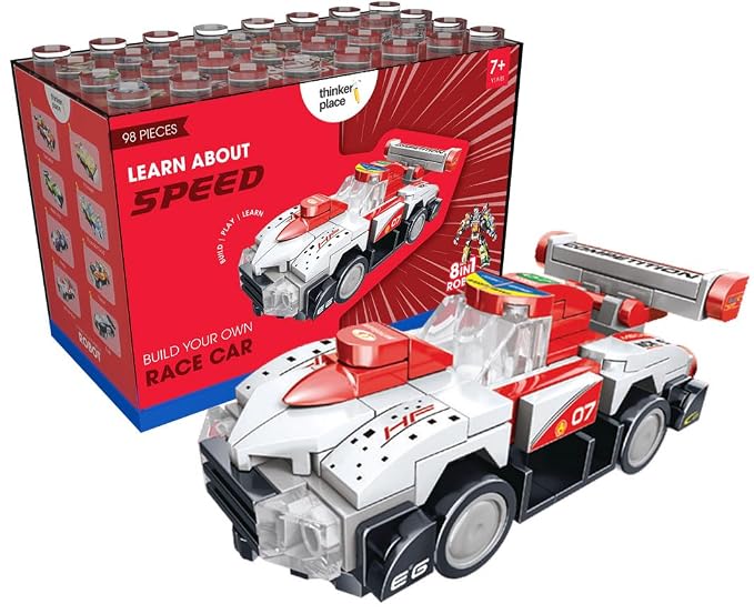 ThinkerPlace 8-in-1 Super Racing Car White Star