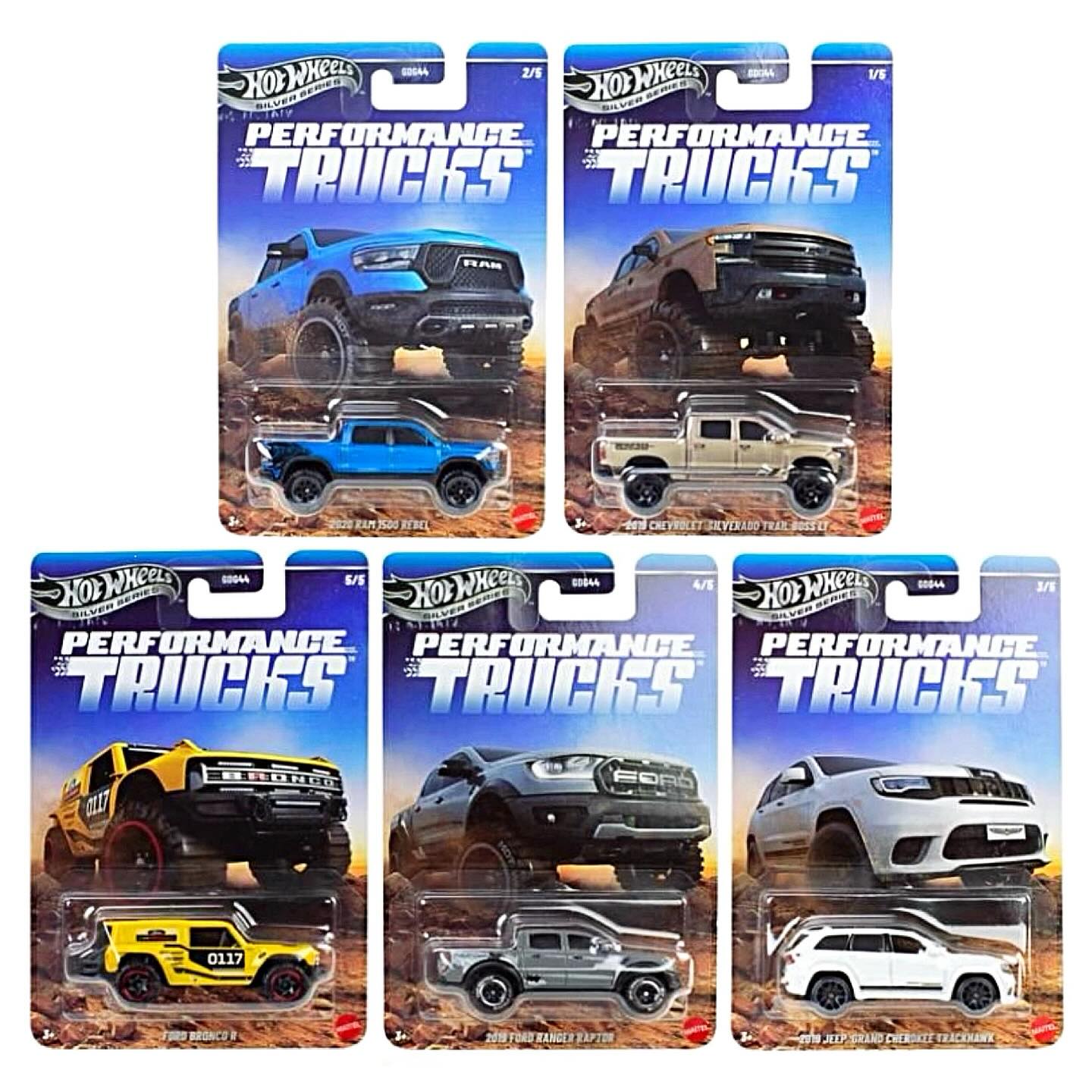 Hot Wheels Silver Series Performance Truck  Set of 5 Cars