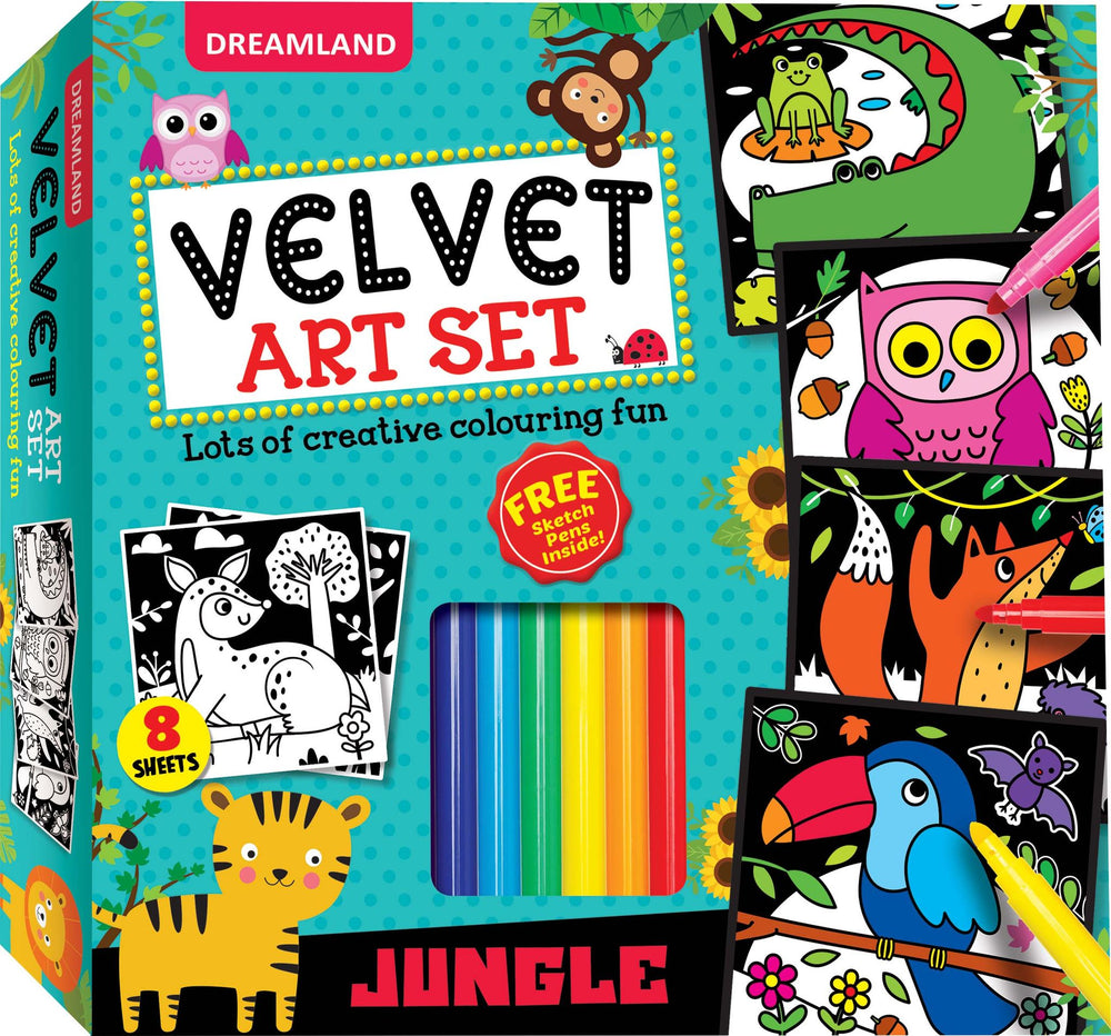 Dreamland Publications - Jungle Velvet Art Set With 10 Free Sketch Pens